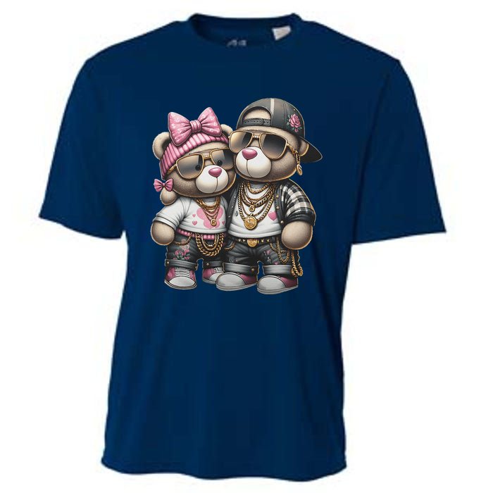 Funny Teddy Bear Hip Hop Colorful Cooling Performance Crew T-Shirt