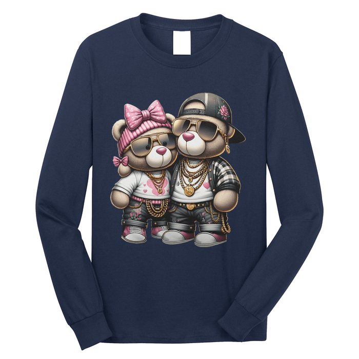 Funny Teddy Bear Hip Hop Colorful Long Sleeve Shirt