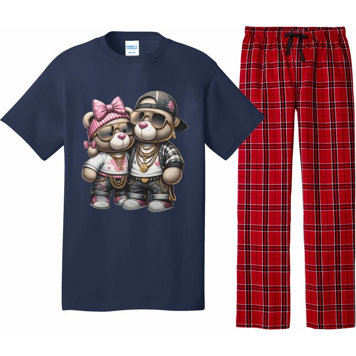 Funny Teddy Bear Hip Hop Colorful Pajama Set