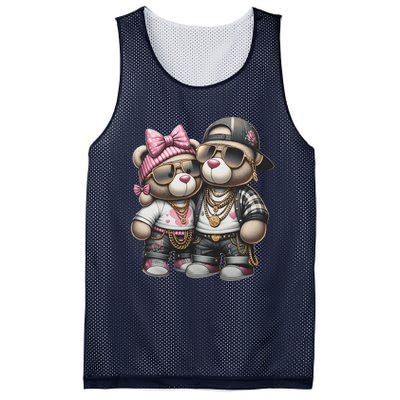 Funny Teddy Bear Hip Hop Colorful Mesh Reversible Basketball Jersey Tank