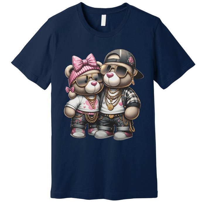 Funny Teddy Bear Hip Hop Colorful Premium T-Shirt