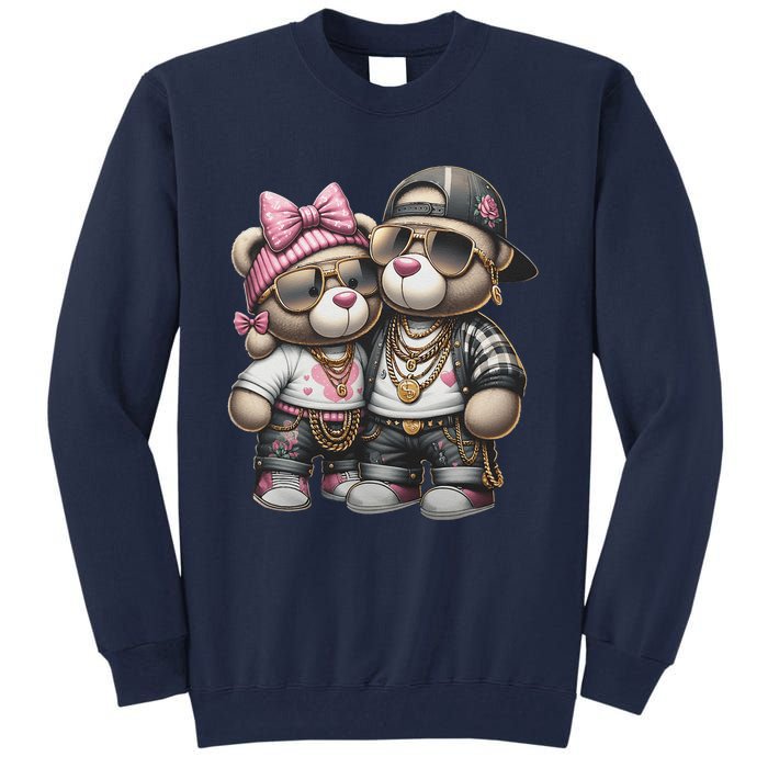 Funny Teddy Bear Hip Hop Colorful Tall Sweatshirt