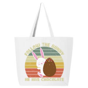 Follow The Bunny He Has Chocolate Funny Easter Egg Gift 25L Jumbo Tote