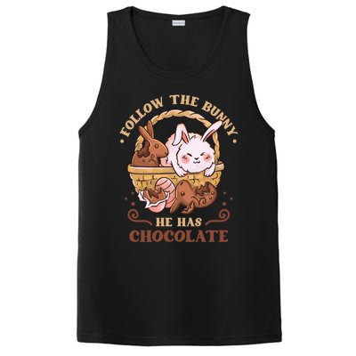 Follow The Bunny He Has Chocolate Sweet Chocolate Funny Gift PosiCharge Competitor Tank