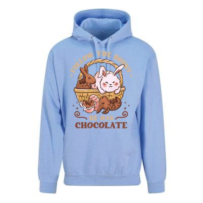 Follow The Bunny He Has Chocolate Sweet Chocolate Funny Gift Unisex Surf Hoodie