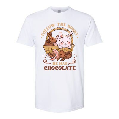 Follow The Bunny He Has Chocolate Sweet Chocolate Funny Gift Softstyle CVC T-Shirt