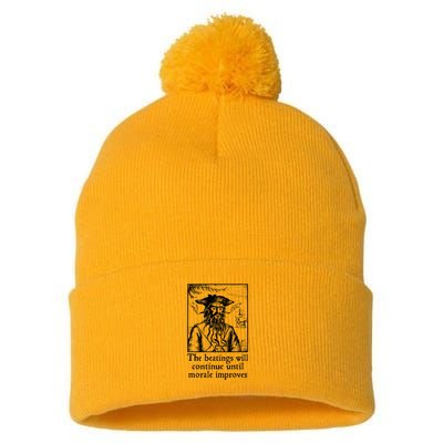 Funny The Beatings Will Continue Until Morale Improves Pom Pom 12in Knit Beanie