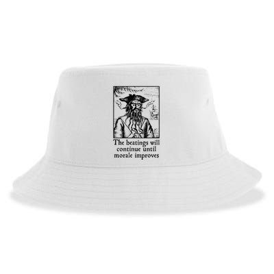 Funny The Beatings Will Continue Until Morale Improves Sustainable Bucket Hat