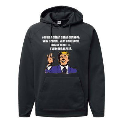 Funny Trump Best Grandpa Ever Everyone Agrees Performance Fleece Hoodie