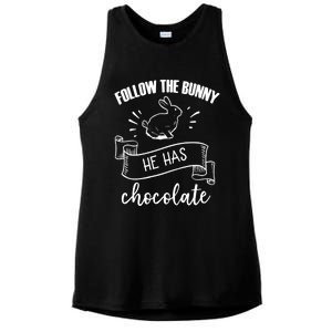 Follow The Bunny He Has Chocolate Wholesome Loving Family Gift Ladies PosiCharge Tri-Blend Wicking Tank