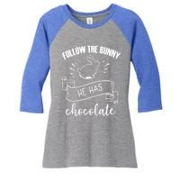 Follow The Bunny He Has Chocolate Wholesome Loving Family Gift Women's Tri-Blend 3/4-Sleeve Raglan Shirt