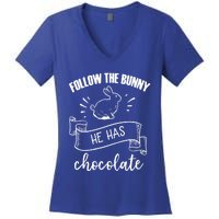 Follow The Bunny He Has Chocolate Wholesome Loving Family Gift Women's V-Neck T-Shirt