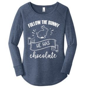 Follow The Bunny He Has Chocolate Wholesome Loving Family Gift Women's Perfect Tri Tunic Long Sleeve Shirt