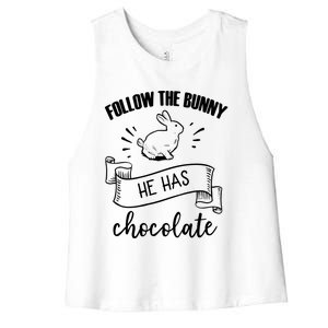 Follow The Bunny He Has Chocolate Wholesome Loving Family Gift Women's Racerback Cropped Tank