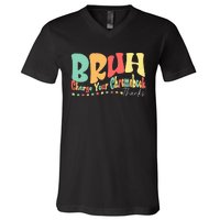 Funny Teachers Bruh Charge Your Chromebook Thanks Humor V-Neck T-Shirt