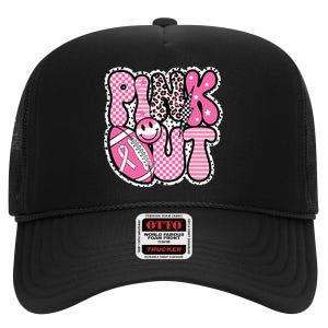 Football Team Breast Cancer Awareness Month High Crown Mesh Back Trucker Hat