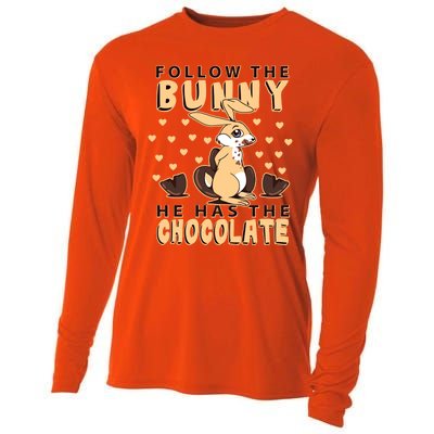 Follow The Bunny He Has The Chocolate Gift Easter Bunny Gift Cooling Performance Long Sleeve Crew