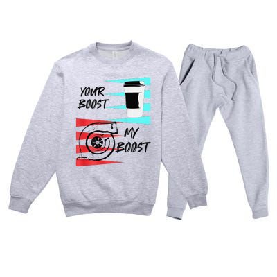 funny Turbo Boost Drift Car Gift Premium Crewneck Sweatsuit Set