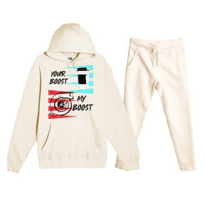 funny Turbo Boost Drift Car Gift Premium Hooded Sweatsuit Set