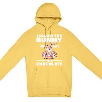 Follow The Bunny He Has The Chocolate Christian Bible Easter Great Gift Premium Pullover Hoodie