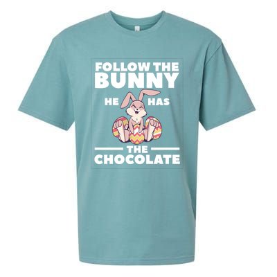 Follow The Bunny He Has The Chocolate Christian Bible Easter Great Gift Sueded Cloud Jersey T-Shirt