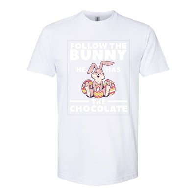 Follow The Bunny He Has The Chocolate Christian Bible Easter Great Gift Softstyle® CVC T-Shirt