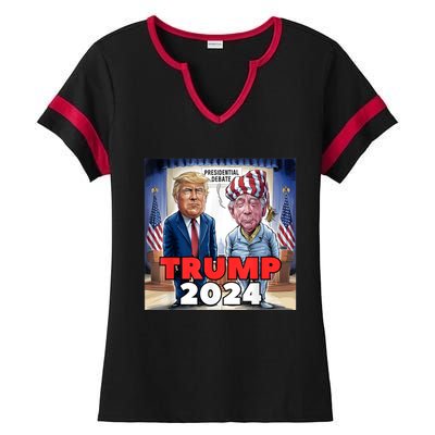 Funny Trump Biden Presidential Election Debate 2024 Ladies Halftime Notch Neck Tee