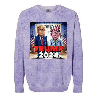 Funny Trump Biden Presidential Election Debate 2024 Colorblast Crewneck Sweatshirt