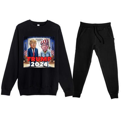 Funny Trump Biden Presidential Election Debate 2024 Premium Crewneck Sweatsuit Set