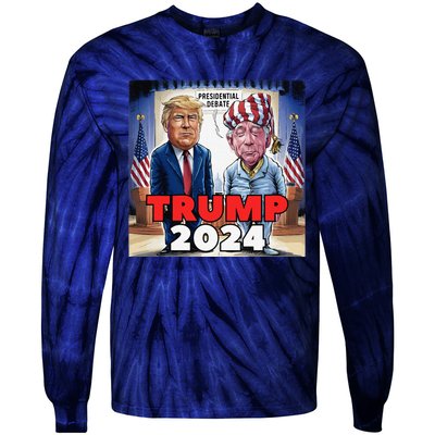 Funny Trump Biden Presidential Election Debate 2024 Tie-Dye Long Sleeve Shirt