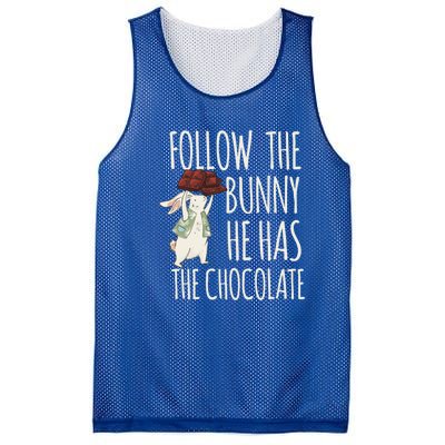 Follow The Bunny He Has The Chocolate Design Cool Gift Christ Easter Gift Mesh Reversible Basketball Jersey Tank