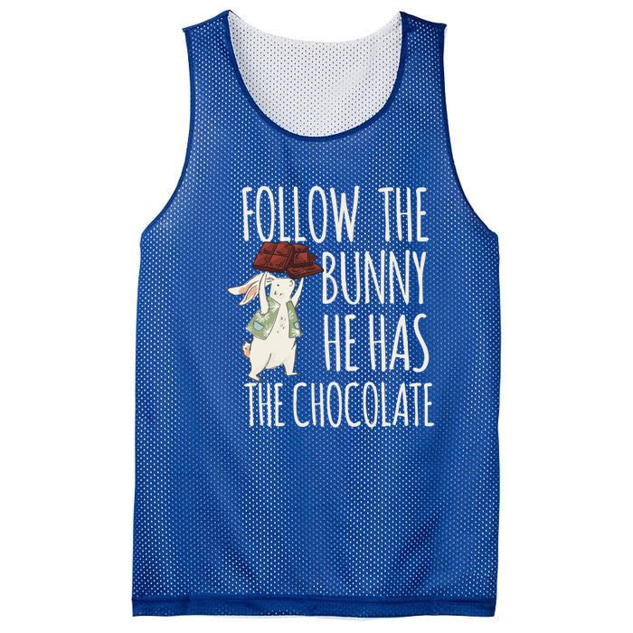 Follow The Bunny He Has The Chocolate Design Cool Gift Christ Easter Gift Mesh Reversible Basketball Jersey Tank