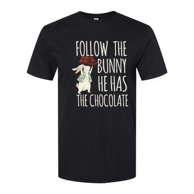 Follow The Bunny He Has The Chocolate Design Cool Gift Christ Easter Gift Softstyle CVC T-Shirt