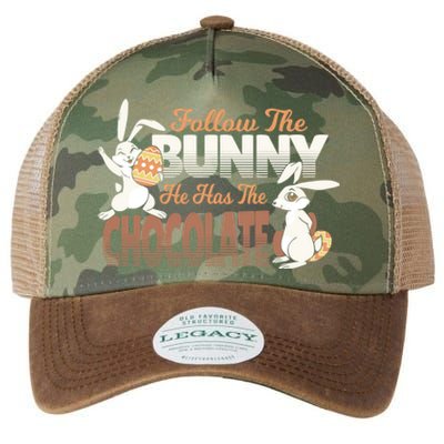 Follow The Bunny He Has The Chocolate Easter Day Eggs Rabbit Gift Legacy Tie Dye Trucker Hat