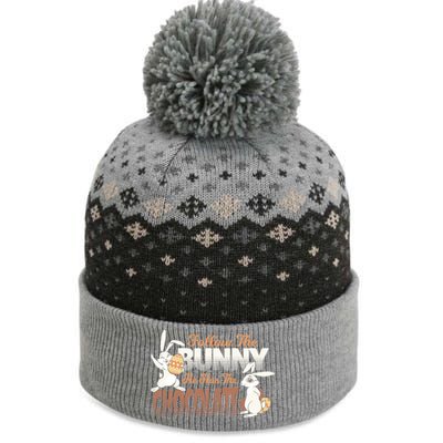 Follow The Bunny He Has The Chocolate Easter Day Eggs Rabbit Gift The Baniff Cuffed Pom Beanie