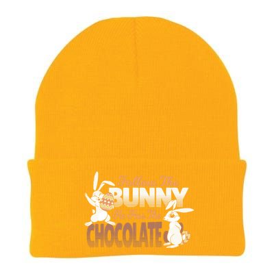 Follow The Bunny He Has The Chocolate Easter Day Eggs Rabbit Gift Knit Cap Winter Beanie