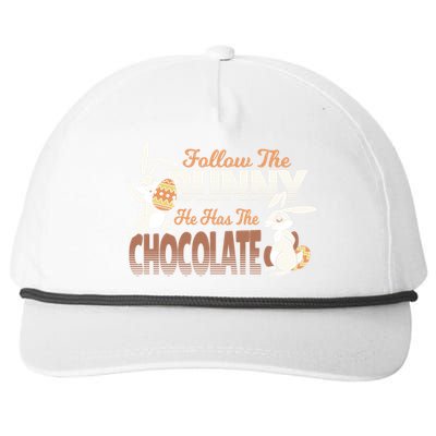 Follow The Bunny He Has The Chocolate Easter Day Eggs Rabbit Gift Snapback Five-Panel Rope Hat