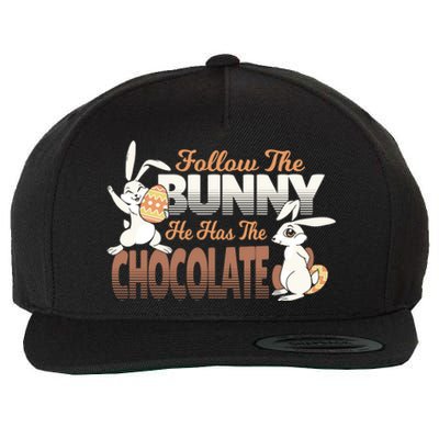 Follow The Bunny He Has The Chocolate Easter Day Eggs Rabbit Gift Wool Snapback Cap