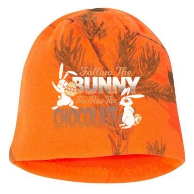 Follow The Bunny He Has The Chocolate Easter Day Eggs Rabbit Gift Kati - Camo Knit Beanie