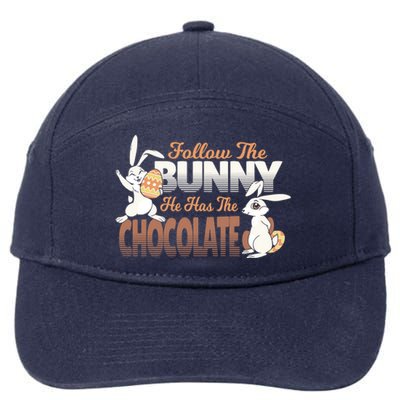 Follow The Bunny He Has The Chocolate Easter Day Eggs Rabbit Gift 7-Panel Snapback Hat