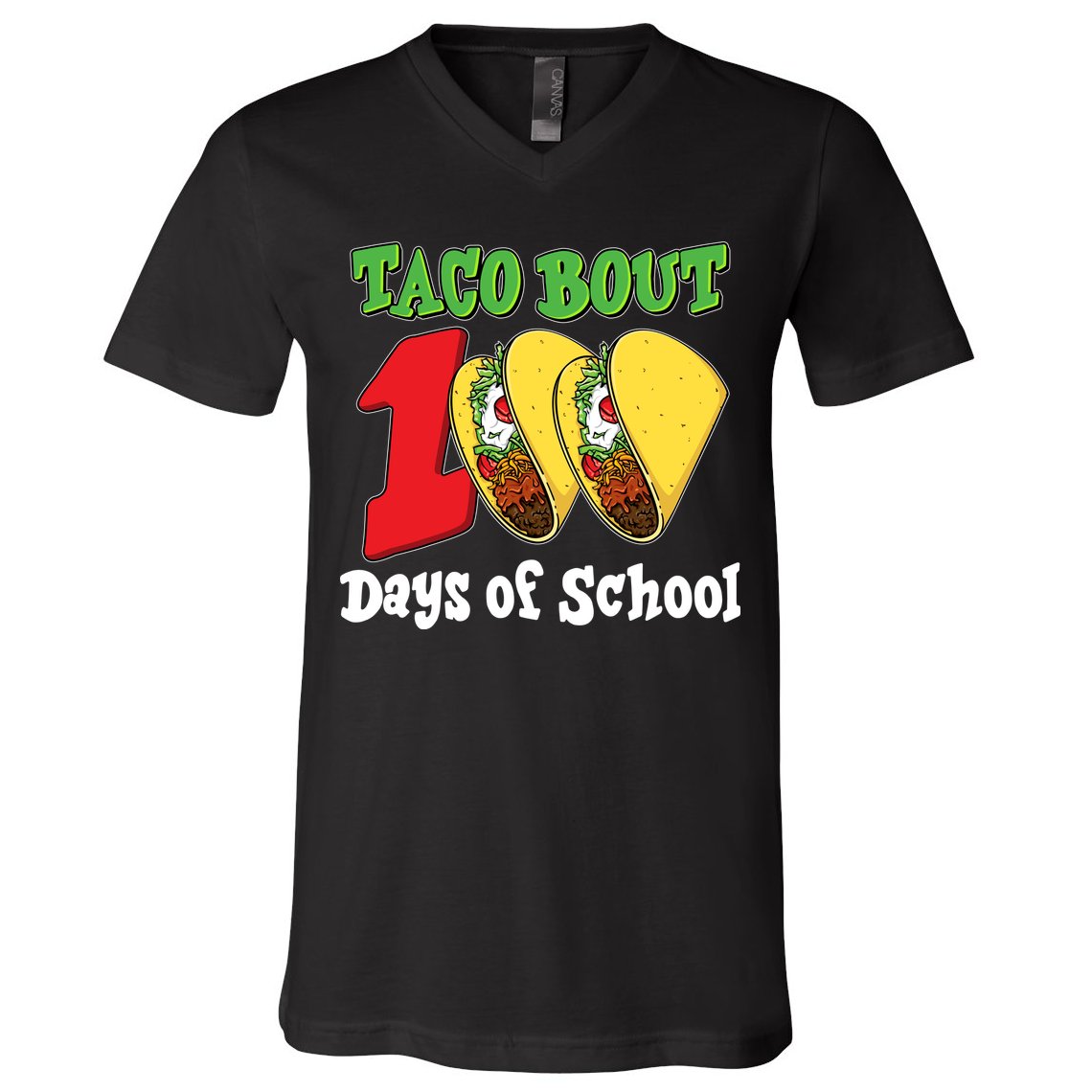 Funny Taco Bout 100 Days Of School V-Neck T-Shirt