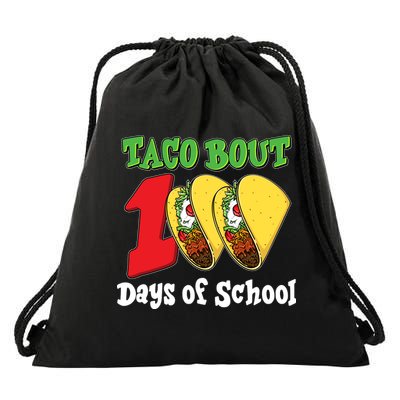 Funny Taco Bout 100 Days Of School Drawstring Bag