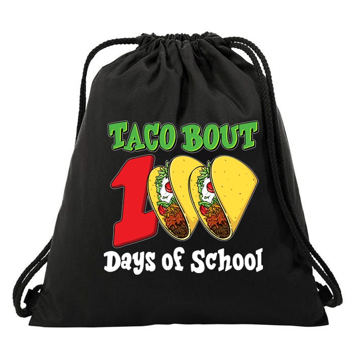 Funny Taco Bout 100 Days Of School Drawstring Bag