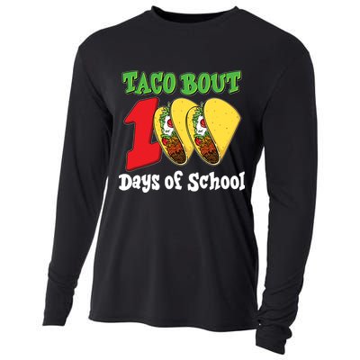 Funny Taco Bout 100 Days Of School Cooling Performance Long Sleeve Crew