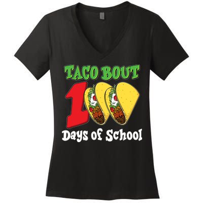 Funny Taco Bout 100 Days Of School Women's V-Neck T-Shirt