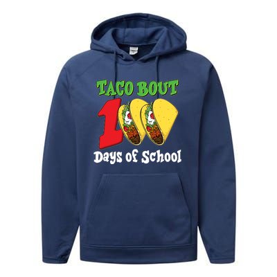 Funny Taco Bout 100 Days Of School Performance Fleece Hoodie