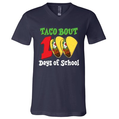 Funny Taco Bout 100 Days Of School V-Neck T-Shirt