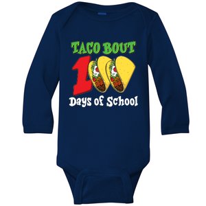 Funny Taco Bout 100 Days Of School Baby Long Sleeve Bodysuit