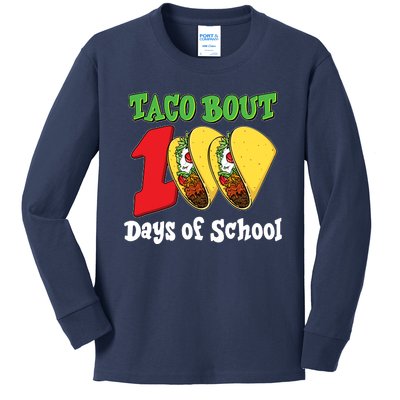 Funny Taco Bout 100 Days Of School Kids Long Sleeve Shirt