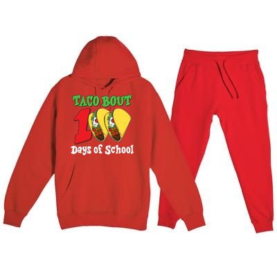 Funny Taco Bout 100 Days Of School Premium Hooded Sweatsuit Set